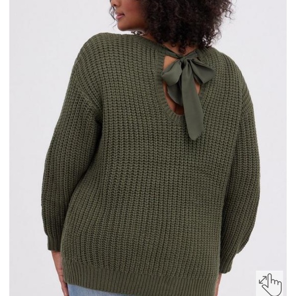Cable Green tied back sweater - Picture 2 of 14